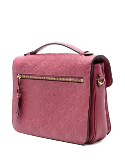 Pre-owned Louis Vuitton 2017 Monogram Empreinte Pochette Metis Satchel In Pink