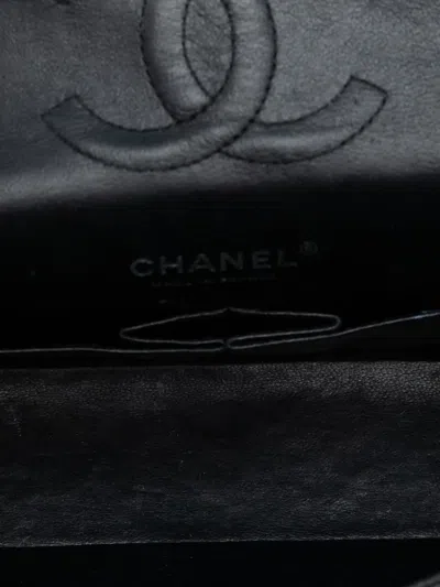 Pre-owned Chanel 2009-2010 Medium Classic Caviar Double Flap Shoulder Bag In Black