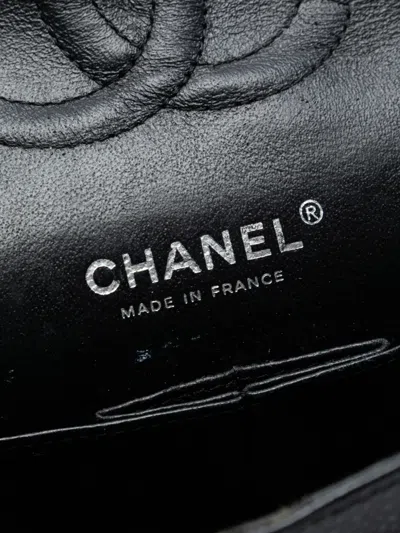 Pre-owned Chanel 2009-2010 Medium Classic Caviar Double Flap Shoulder Bag In Black
