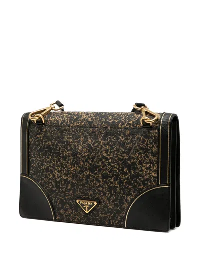 Pre-owned Prada 2013-2025 Saffiano Lux Flap Crossbody Bag In Black