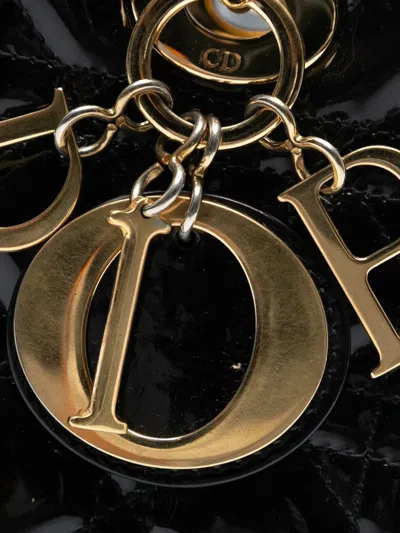 Pre-owned Dior 2013 Medium Patent Cannage Lady  Satchel In Black