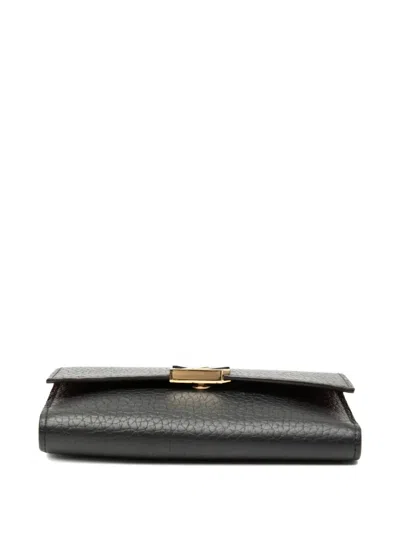 Pre-owned Louis Vuitton 2021-2025 Taurillon Capucines Compact Wallet Small Wallets In Black