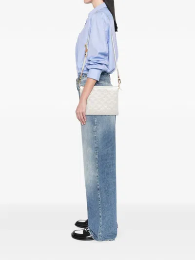 Pre-owned Louis Vuitton 2021 Monogram Embossed Puffy Lambskin Coussin Pm Satchel In White