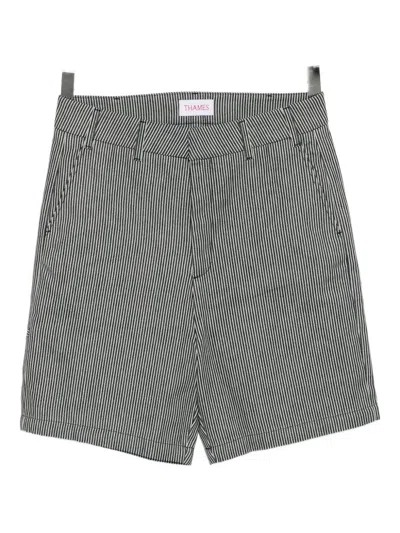 Thames Mmxx Striped Denim Shorts In Black