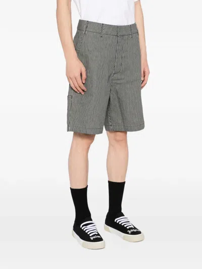 Thames Mmxx Striped Denim Shorts In Black