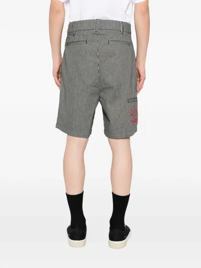 Thames Mmxx Striped Denim Shorts In Black