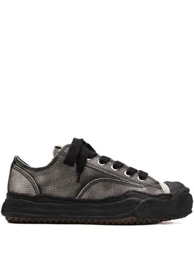 Miharayasuhiro Brushed Leather Low-top Trainers In Black