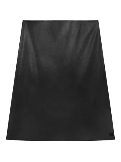 Courrèges Logo-embroidered Midi Skirt In Black