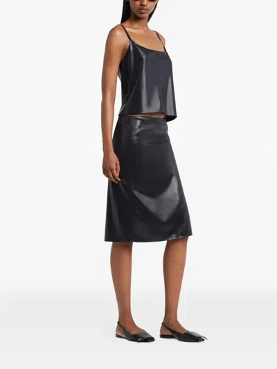 Courrèges Logo-embroidered Midi Skirt In Black