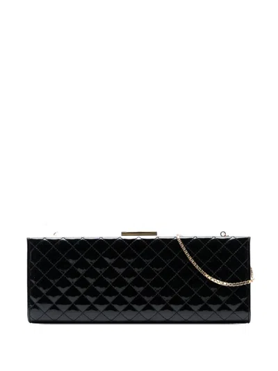 Pre-owned Ferragamo 2016 Quilted Patent Clutch With Chain Shoulder Bag In Black