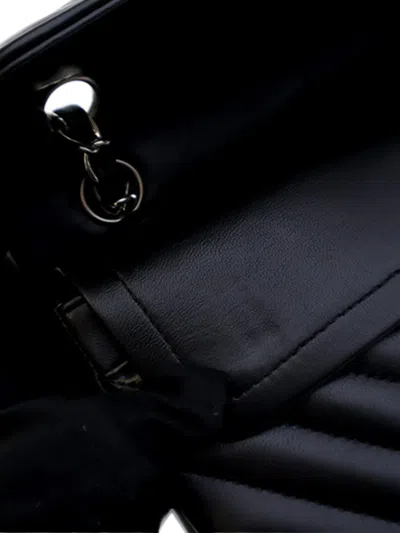 Pre-owned Chanel 2020 Small Classic Chevron Lambskin Double Flap Shoulder Bag In Black