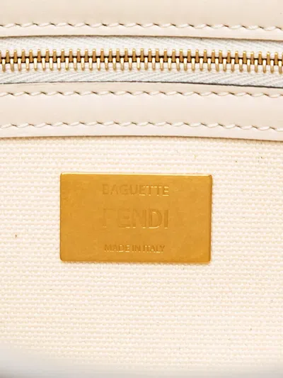 Pre-owned Fendi 2010-2025 Zucca Embroidered Canvas Baguette Satchel In White