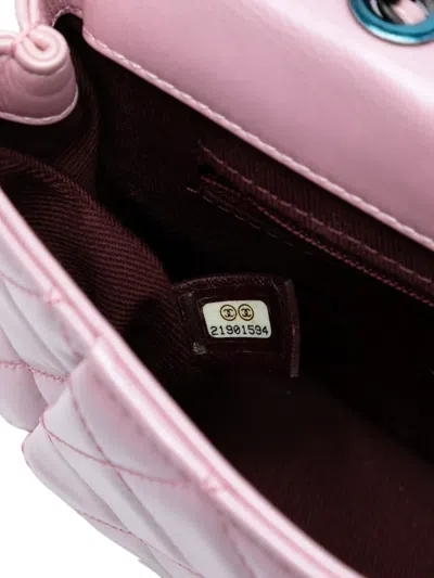 Pre-owned Chanel 2015-2016 Mini Quilted Metallic Calfskin Coco Pleats Chain Flap Crossbody Bag In Pink