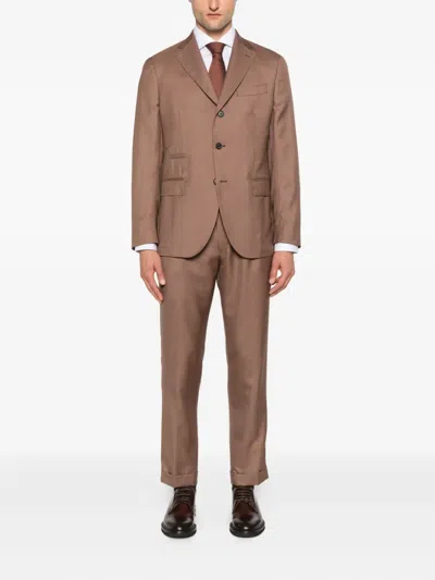 Eleventy Three-button Suit In Brown