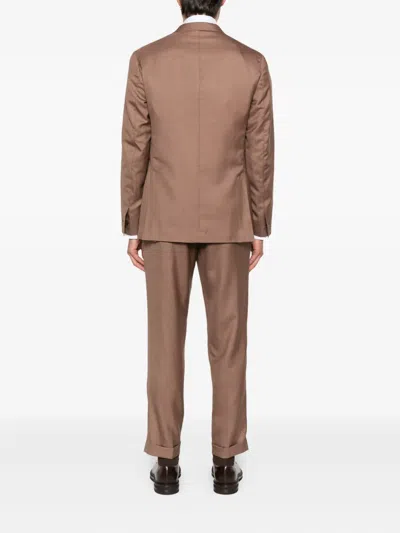 Eleventy Three-button Suit In Brown