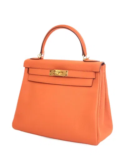 Pre-owned Hermes 2013 Togo Kelly Ii Retourne 28 Satchel In Orange