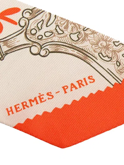 Pre-owned Hermes 2010-2025 Etriers Remix Silk Twilly Scarf Scarves In Brown
