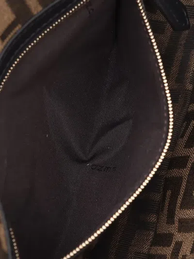 Pre-owned Fendi 2010-2025 Pref Zucca Canvas Beaded Roma Amor Baguette Satchel In Brown