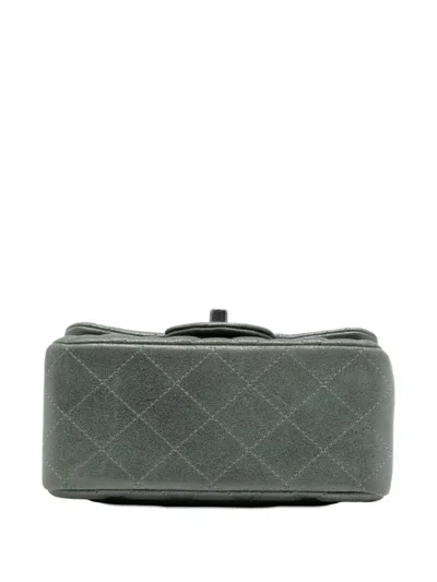 Pre-owned Chanel 2014-2015 Mini Square Classic Lambskin Single Flap Crossbody Bag In Gray