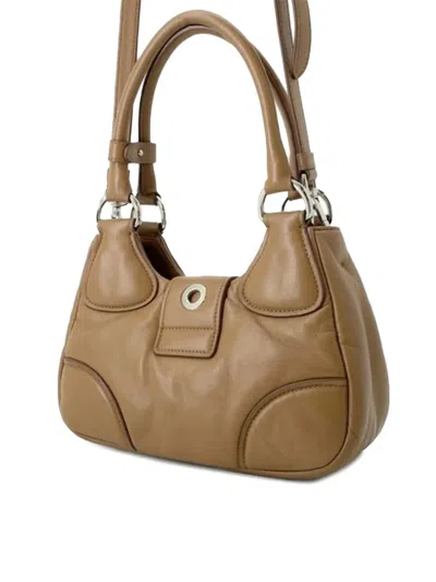 Pre-owned Prada 2013-2025 Nappa Soft Padded Re Edition 2002 Moon Satchel In Brown