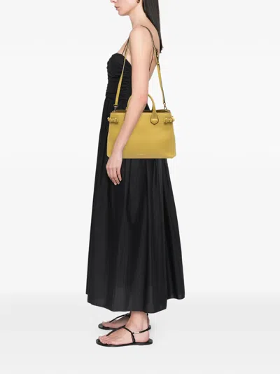 Pre-owned Burberry 2000-2017 Medium Leather And House Check Banner Satchel In Yellow