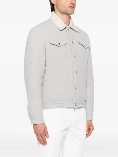 Eleventy Collared Wool Jacket In Gray