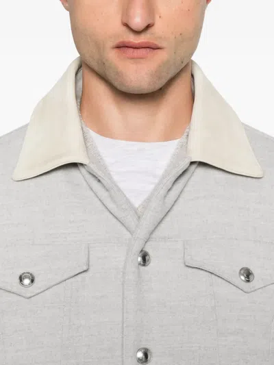Eleventy Collared Wool Jacket In Gray