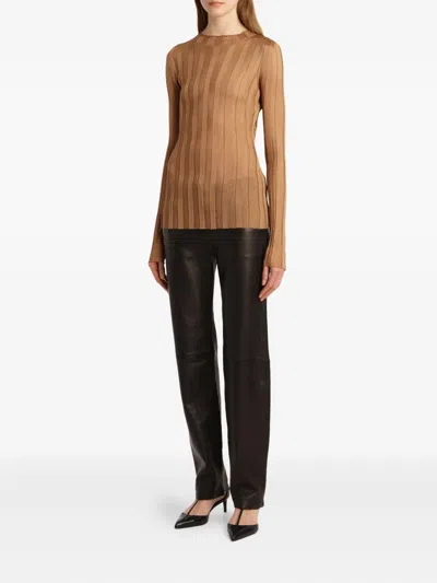 Khaite Cosette Mock-neck Knit Top In Brown