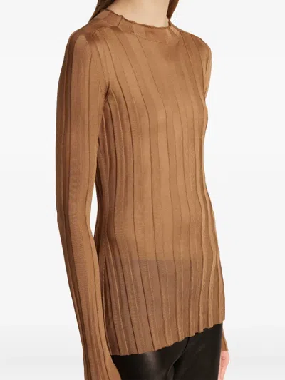 Khaite Cosette Mock-neck Knit Top In Brown