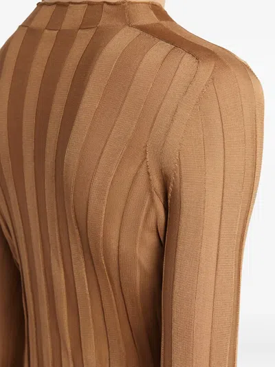 Khaite Cosette Mock-neck Knit Top In Brown