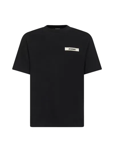Jacquemus Logo-patch Cotton T-shirt In Black