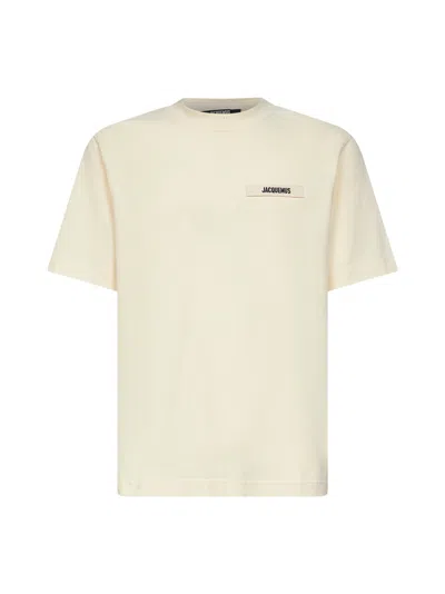 Jacquemus Le T-shirt Gros Grain Beige T-shirt With Logo Patch On The Front In Cotton Man In Sand