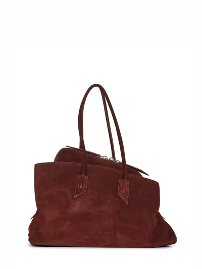 Attico La Passeggiata Brown Shoulder Bag With Two Top Handles In Leather Suede Woman