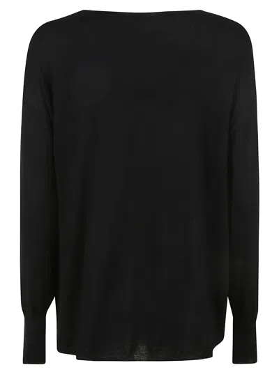 Aspesi Crewneck Fine-knit Jumper In Black