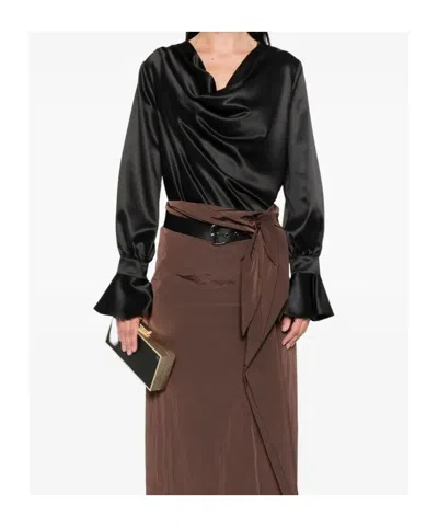 Pinko Filipa Cowl-neck Long-sleeve Blouse In Multi