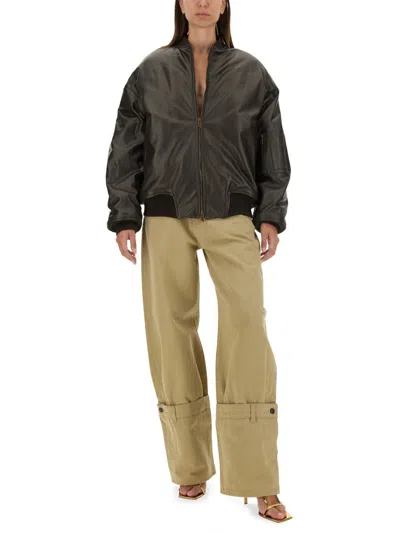 Salvatore Santoro Leather Bomber Jacket In Burgundy