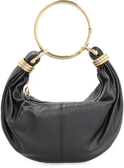 Chloé Chloe Bracelet Grained Leather Top Handle Bag In Black