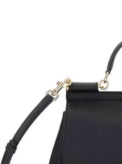 Dolce & Gabbana Black Handbag With Adjustable And Removable Shoulder Strap And Logo Plaque On The Front In Grained L In Black