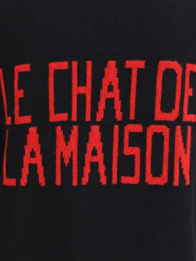 Valentino Wool Cotton Chat De La Maison Sweater In Black