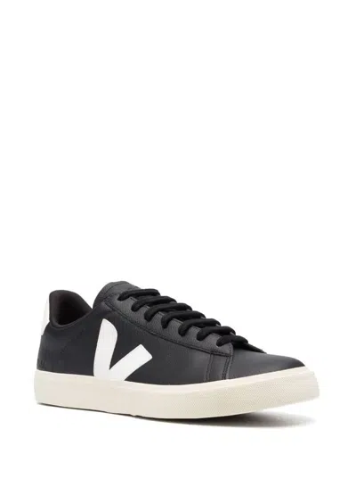 Veja 'campo' Black And White Low Top Sneakers In Vegan Leather Unisex In Black