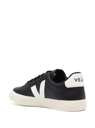 Veja 'campo' Black And White Low Top Sneakers In Vegan Leather Unisex In Black
