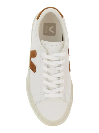 Veja Low-top Sneaker With Brown Suede Accents In White