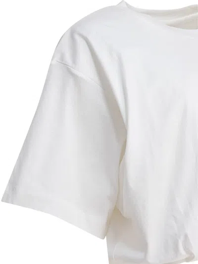 Pinko Logo Embroidered Cropped T-shirt In White