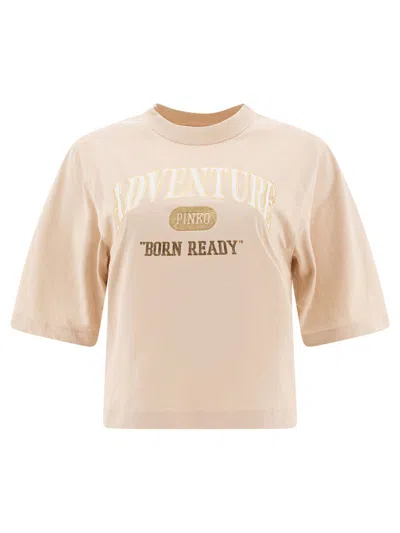 Pinko Cotton Logo T Shirt In Neutral