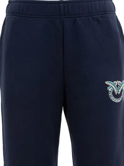 Pinko Embellished Love Birds Track Pants In Blue