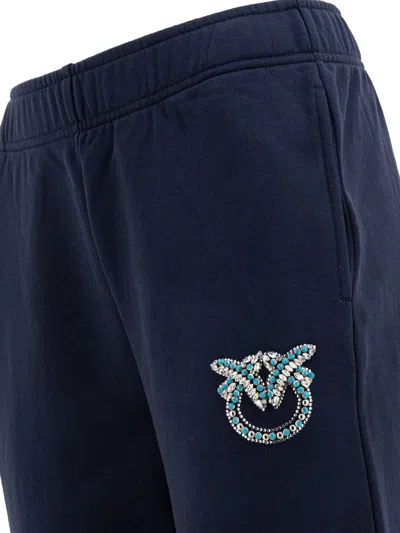 Pinko Embellished Love Birds Track Pants In Blue
