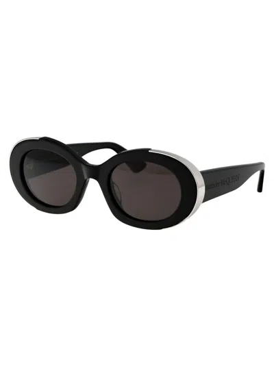 Alexander Mcqueen Black Black Grey Acetate Sunglasses In Black
