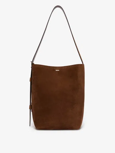 Max Mara Calfskin Shoulder Bag Adjustable Strap In Brown