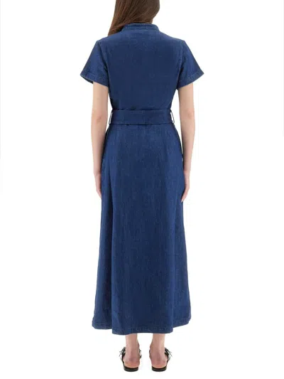 Apc A.p.c. "annelie" Dress In Blue