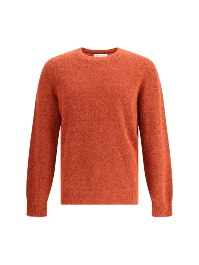 Brunello Cucinelli Men Alpaca Sweater In Orange